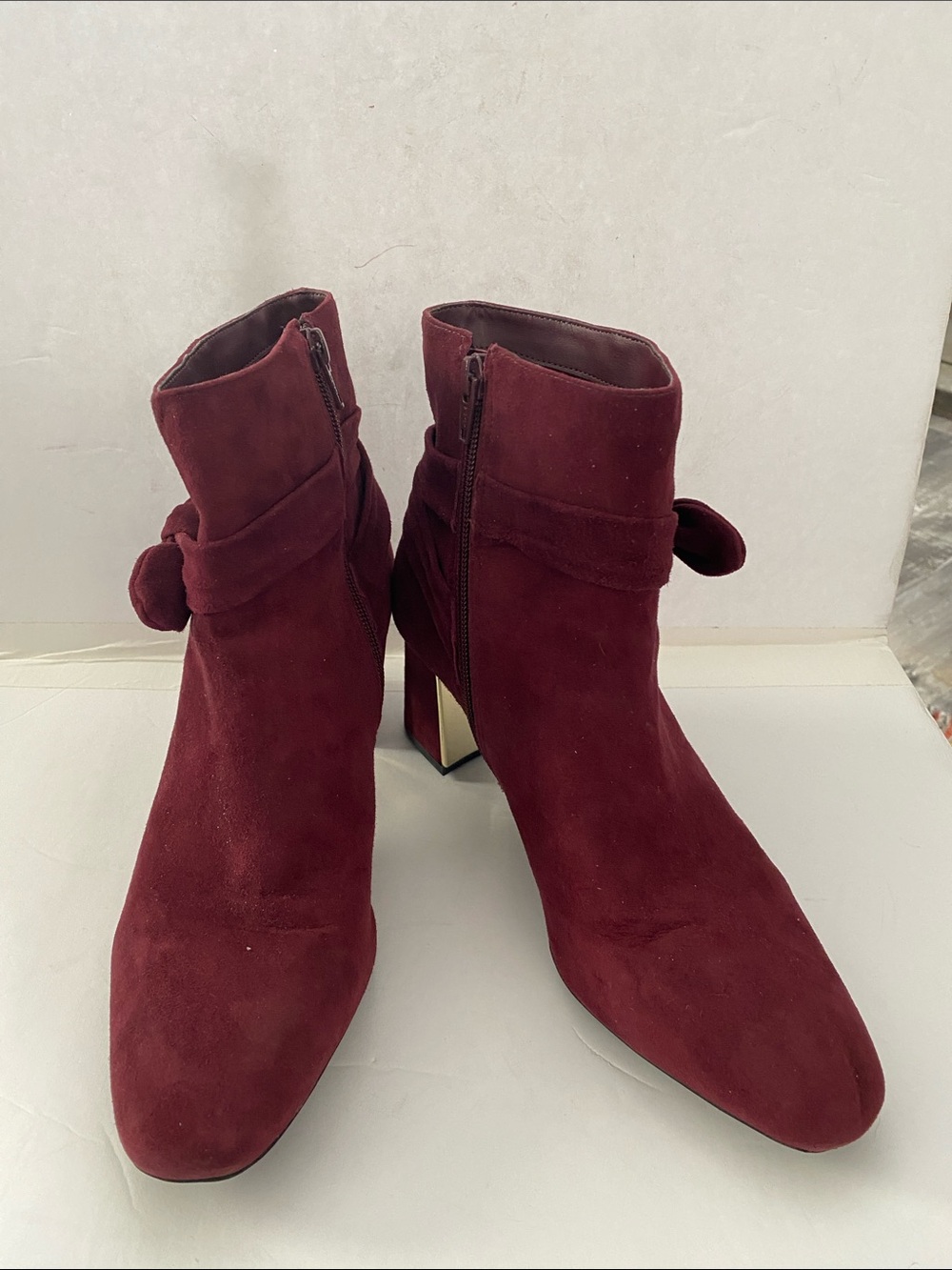 Alex & Marie Burgundy Suede Dashauna Booties - Picture 2 of 8